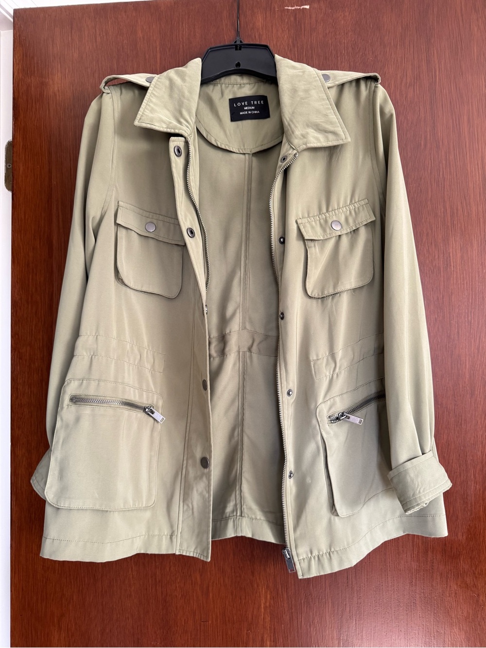Love Tree Olive Green Utility Jacket with Front Pockets